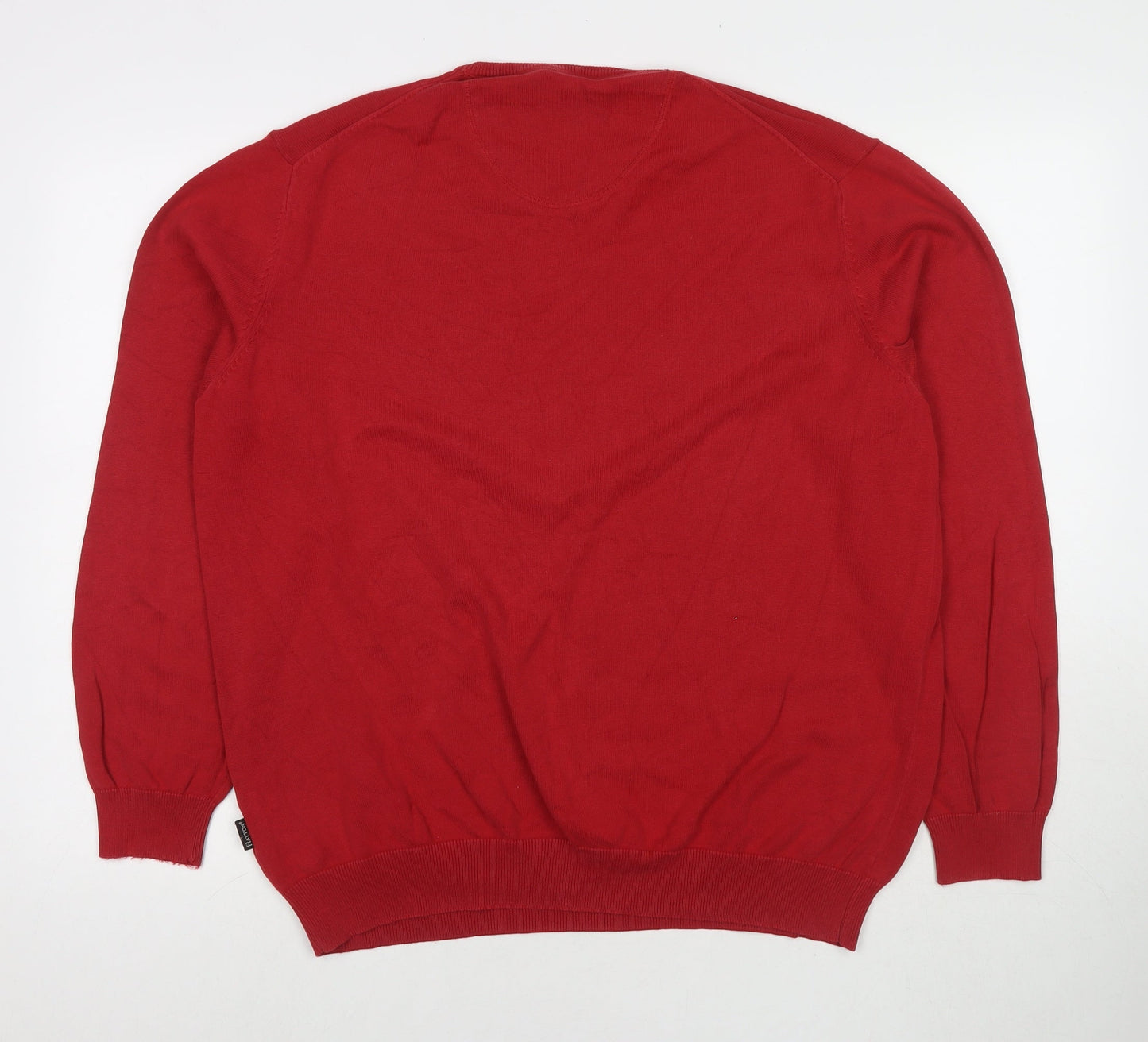 Fynch-Hatton Womens Red Round Neck Cotton Pullover Jumper Size XL