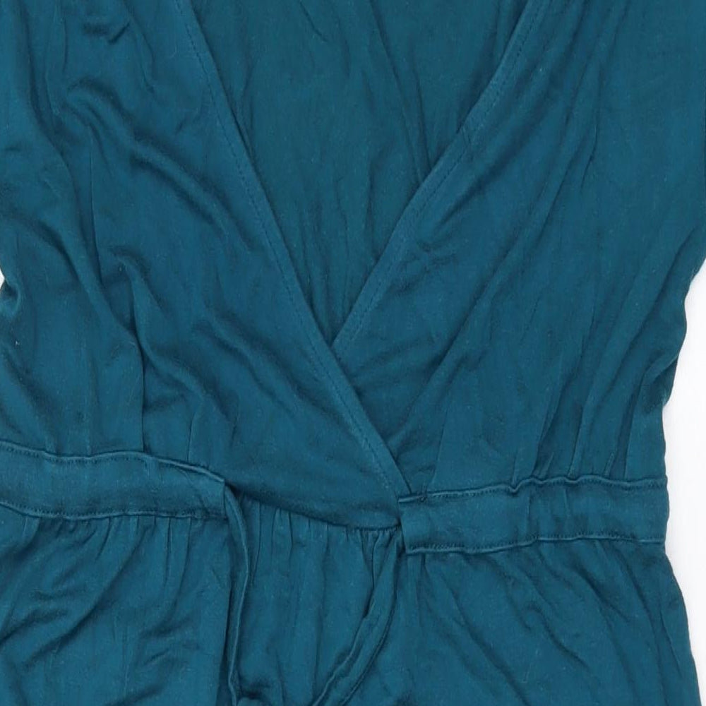 H&M Womens Green Viscose A-Line Size 10 V-Neck