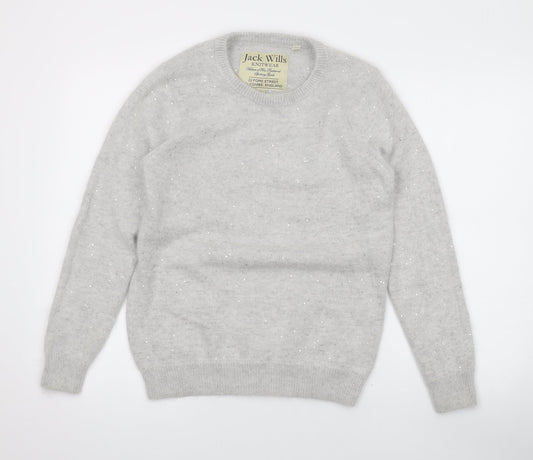 Jack Wills Womens Grey Round Neck Polyester Pullover Jumper Size 12 - Sequins