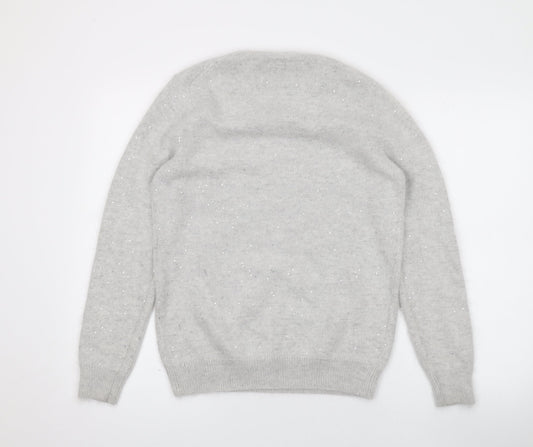 Jack Wills Womens Grey Round Neck Polyester Pullover Jumper Size 12 - Sequins