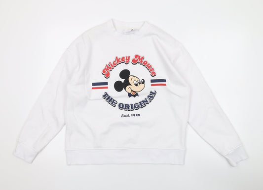Disney Womens White Polyester Pullover Sweatshirt Size XS Pullover