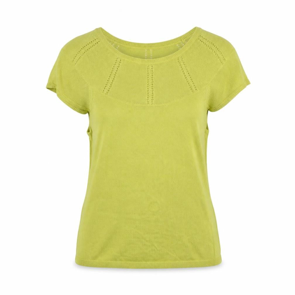 Sub-Couture Womens Green Viscose Basic T-Shirt Size 12 Round Neck