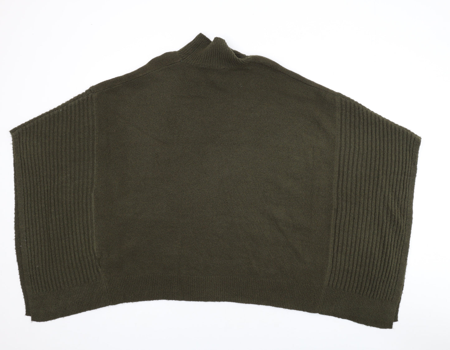 Oasis Womens Green Mock Neck Acrylic Cape Jumper Size M