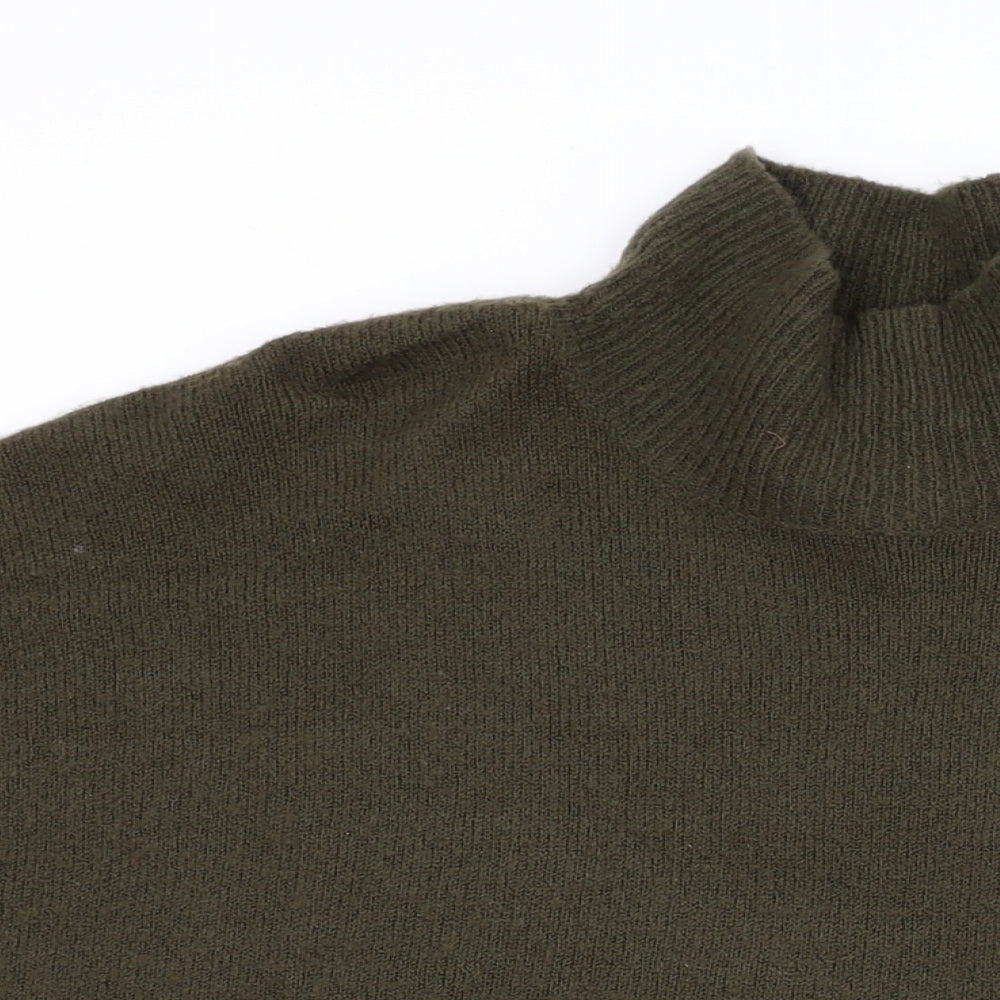 Oasis Womens Green Mock Neck Acrylic Cape Jumper Size M