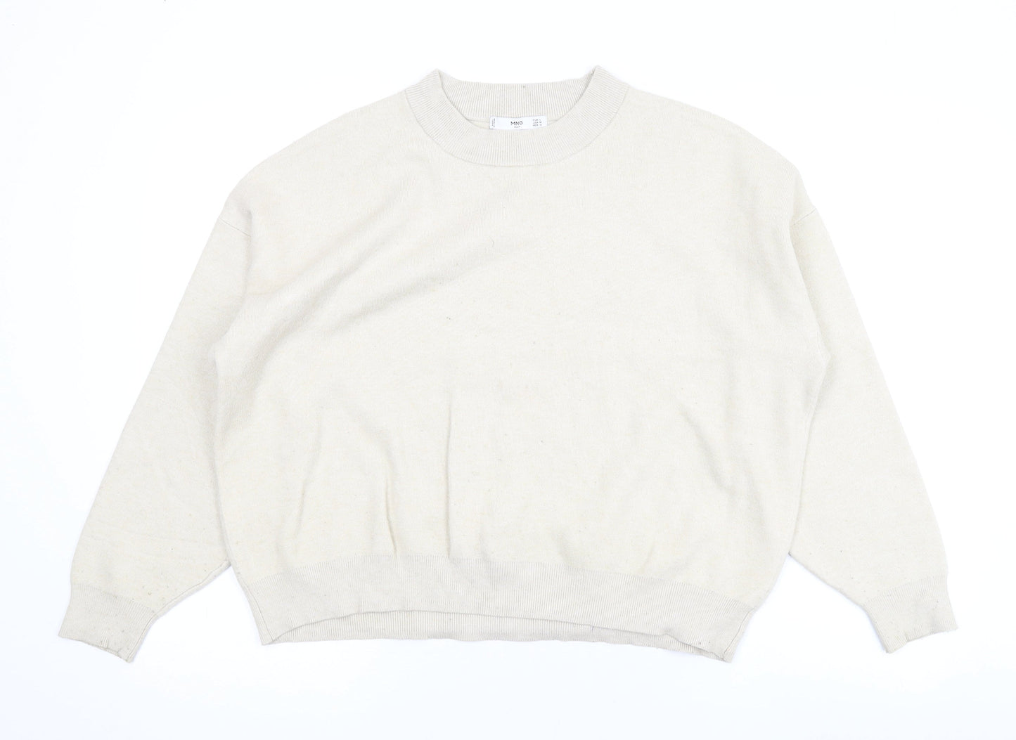 Mango Womens Beige Mock Neck Acrylic Pullover Jumper Size L
