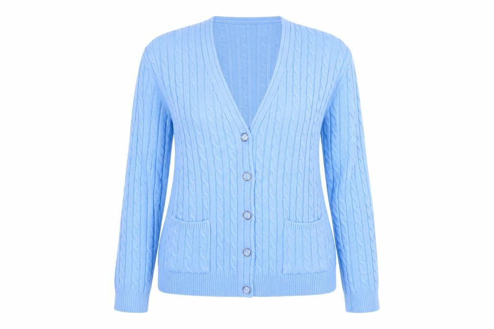 Emma Womens Blue V-Neck Acrylic Cardigan Jumper Size XS