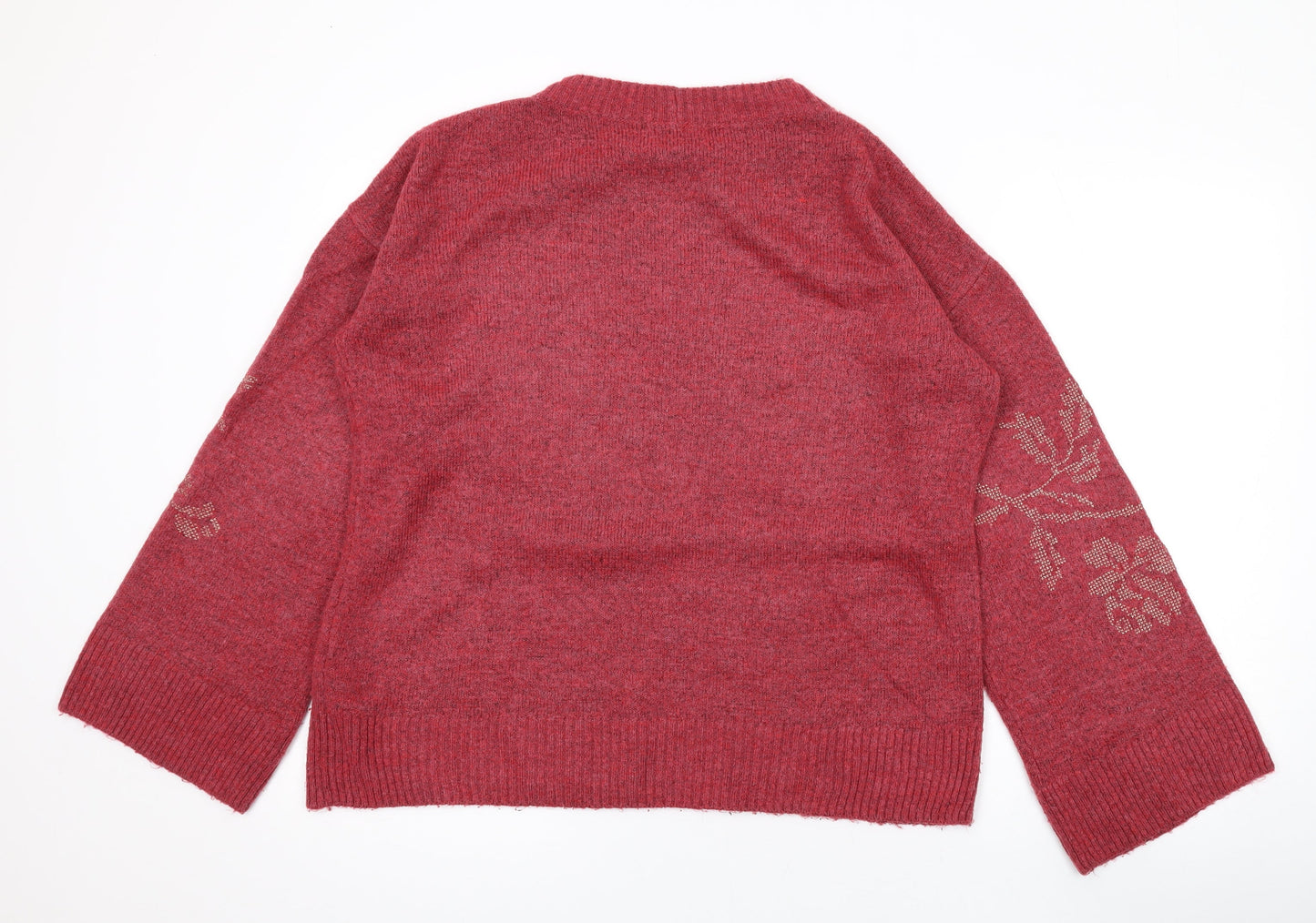 NEXT Womens Pink Round Neck Floral Acrylic Pullover Jumper Size 10