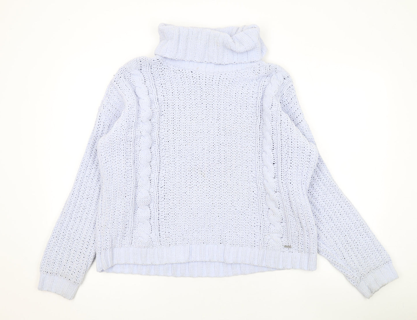 Hollister Womens Blue Roll Neck Acrylic Pullover Jumper Size M