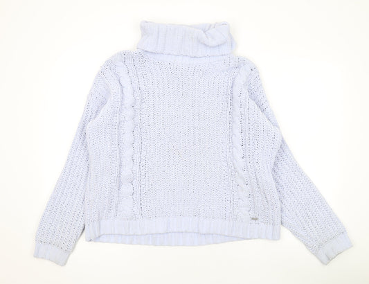 Hollister Womens Blue Roll Neck Acrylic Pullover Jumper Size M