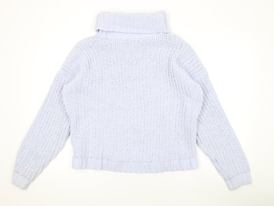 Hollister Womens Blue Roll Neck Acrylic Pullover Jumper Size M
