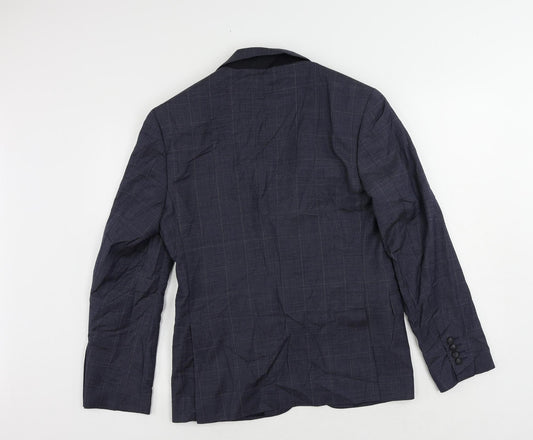 Marks and Spencer Mens Blue Check Polyester Jacket Suit Jacket Size 38 Regular