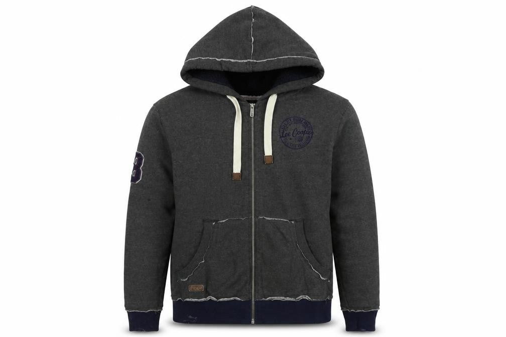 Mens UK S Regular Lee Cooper Grey Full Zip Hoodie