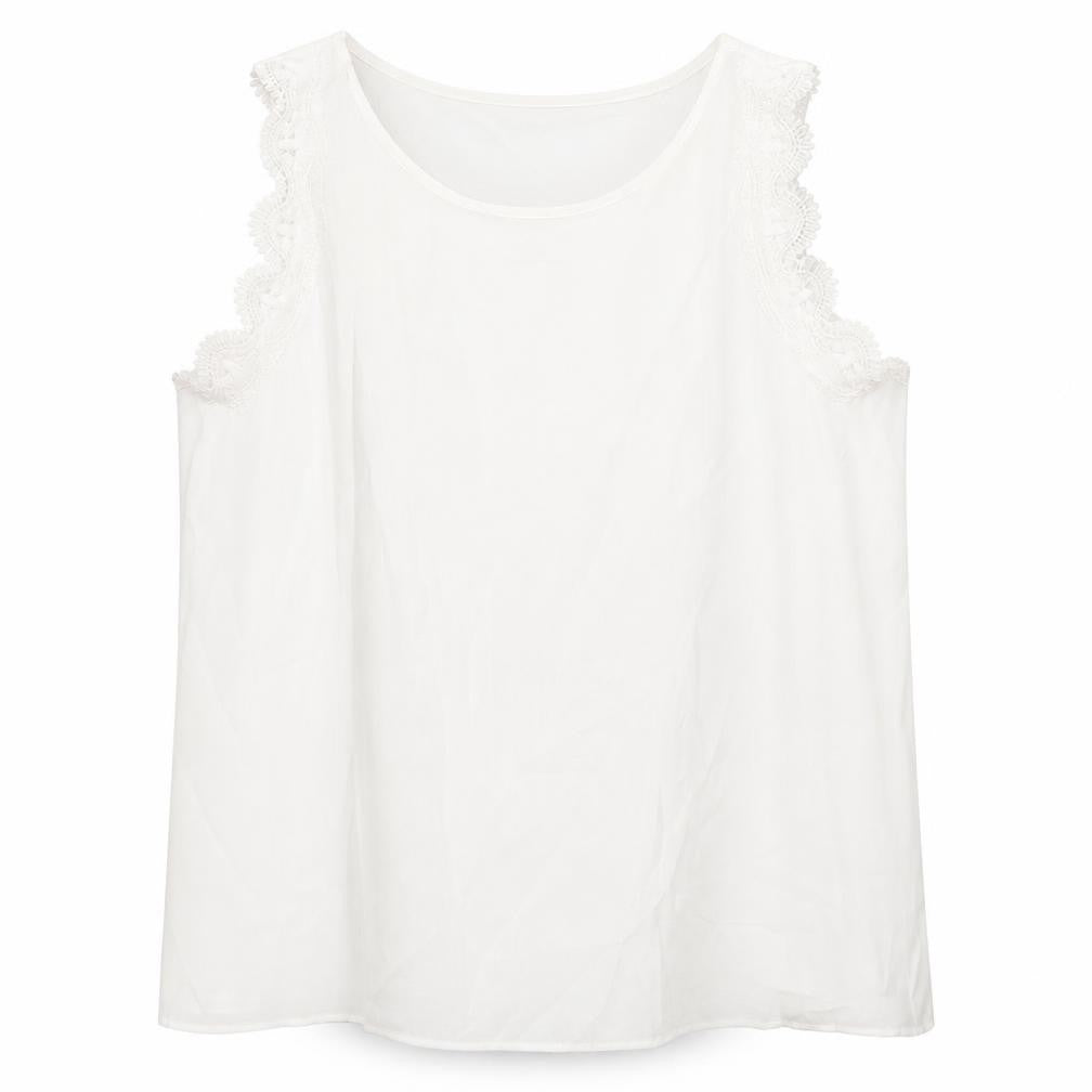 Marks and Spencer Womens White Viscose Basic Tank Size 20 Scoop Neck - Lace Trim