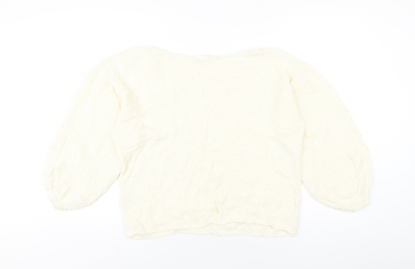 Nasty Gal Womens Ivory Round Neck Acrylic Pullover Jumper Size S