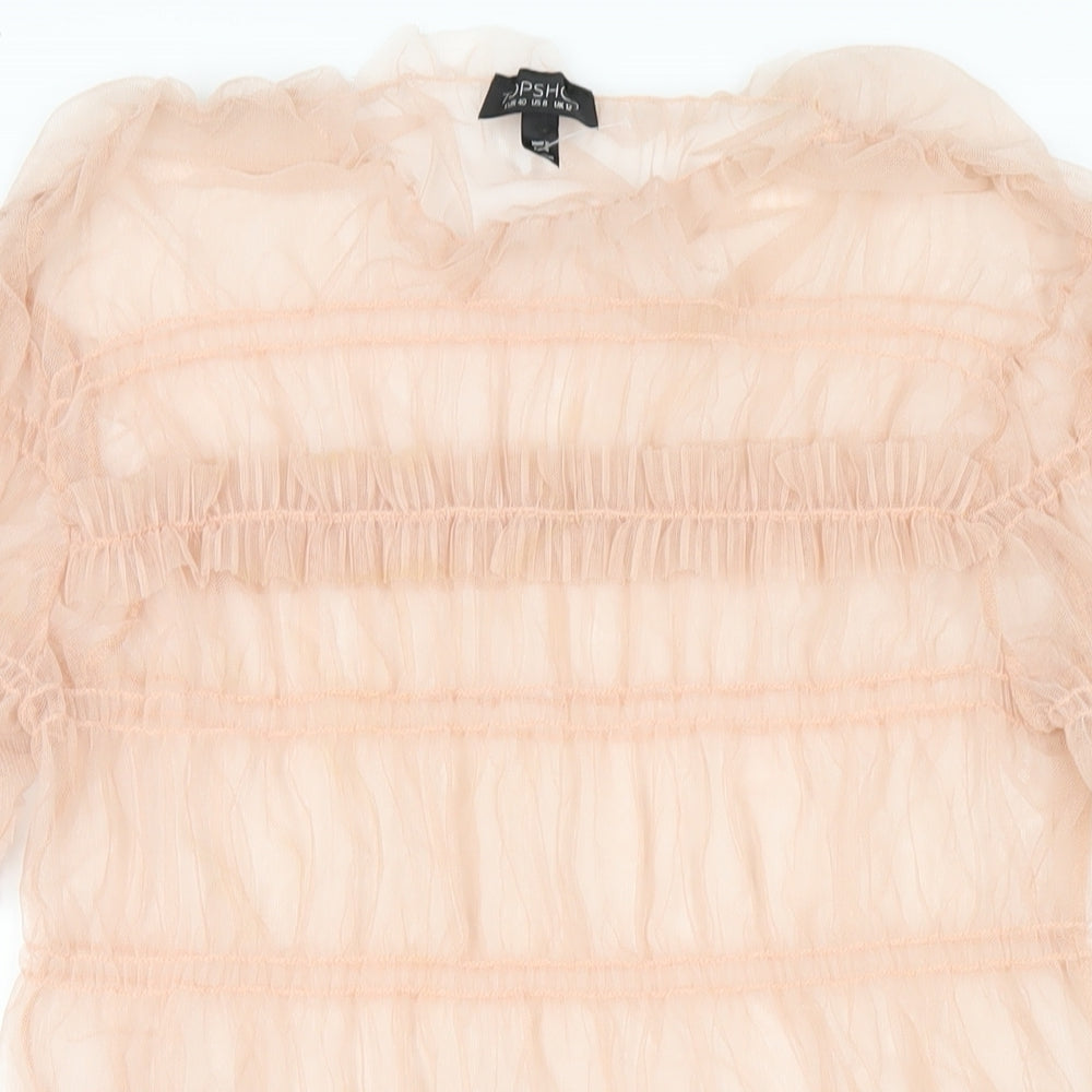 Topshop Womens Pink Polyester A-Line Size 12 Round Neck Pullover