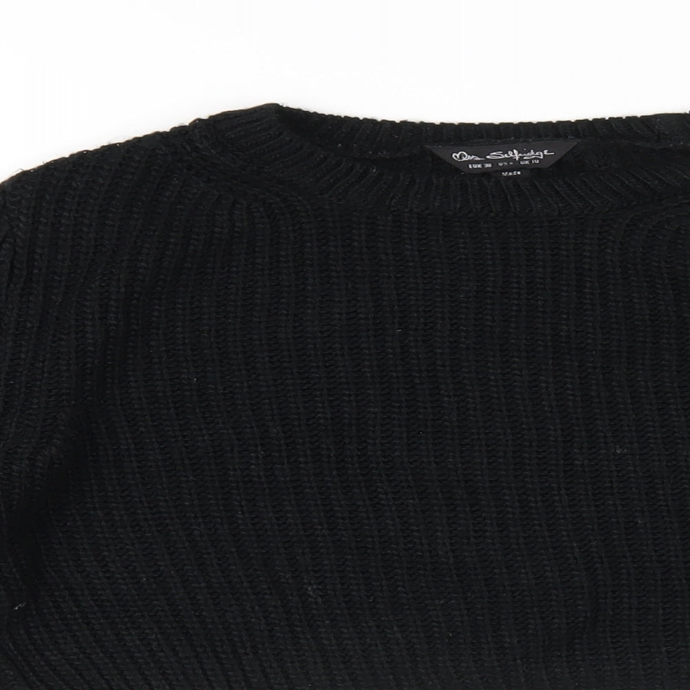 Miss Selfridge Womens Black Round Neck Acrylic Pullover Jumper Size 10