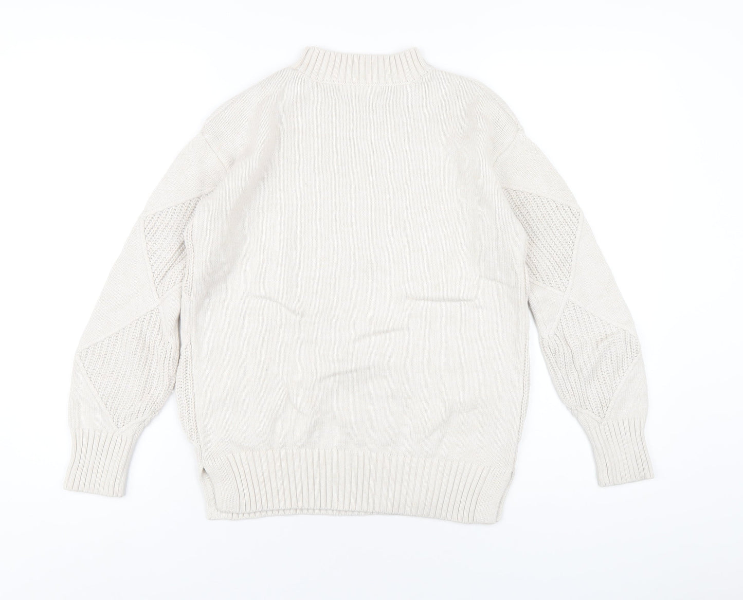 Marks and Spencer Womens Beige Round Neck Cotton Pullover Jumper Size XS