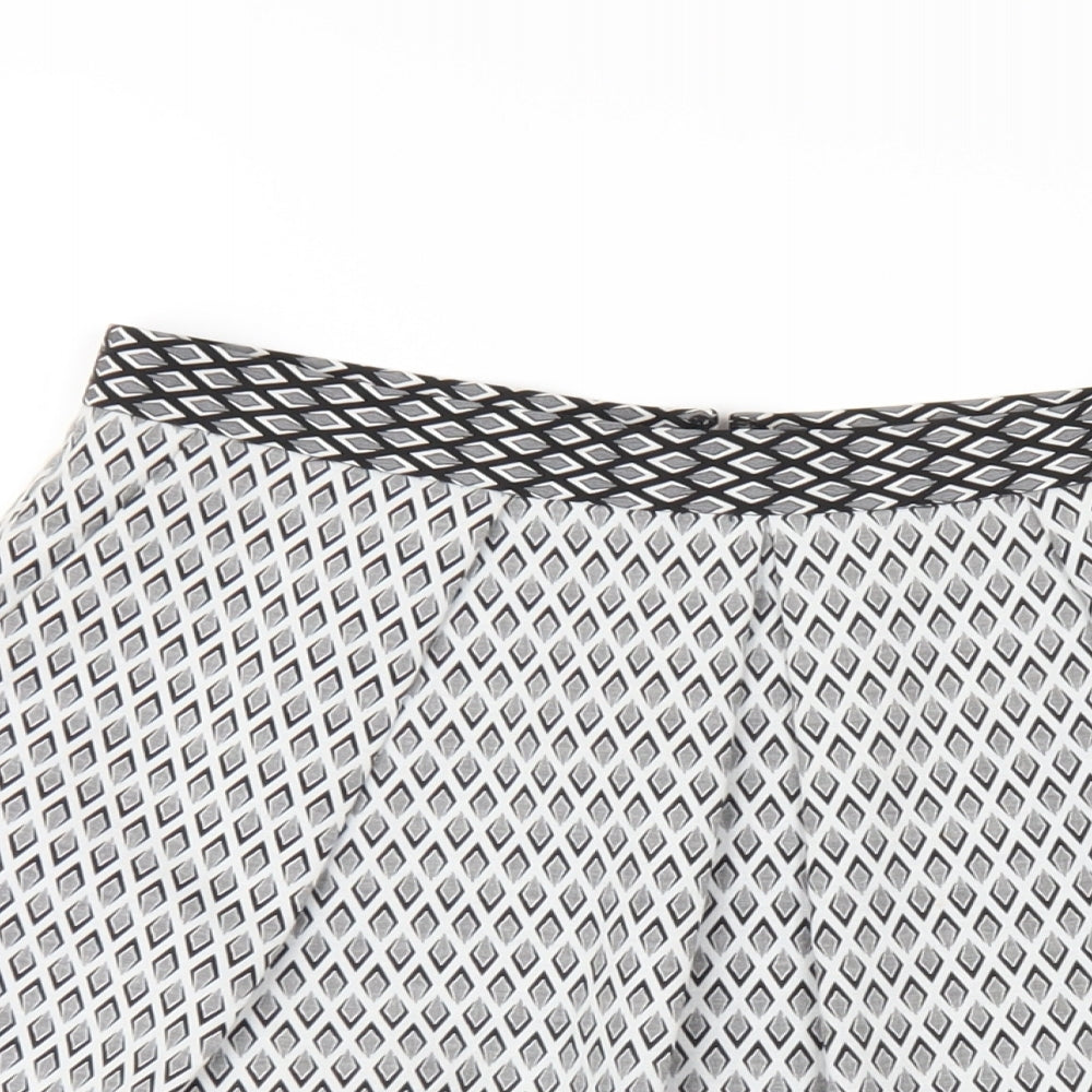 Coast Womens Grey Geometric Polyester A-Line Skirt Size 10 Zip
