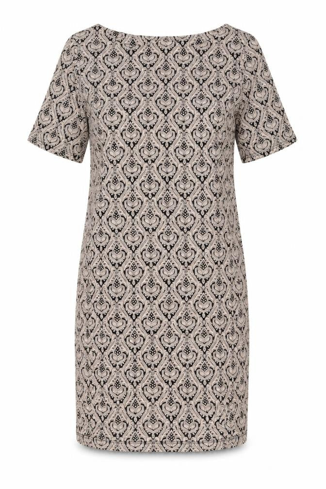 Dorothy Perkins Womens Beige Geometric Polyester Sheath Size 14 Round Neck Pullover