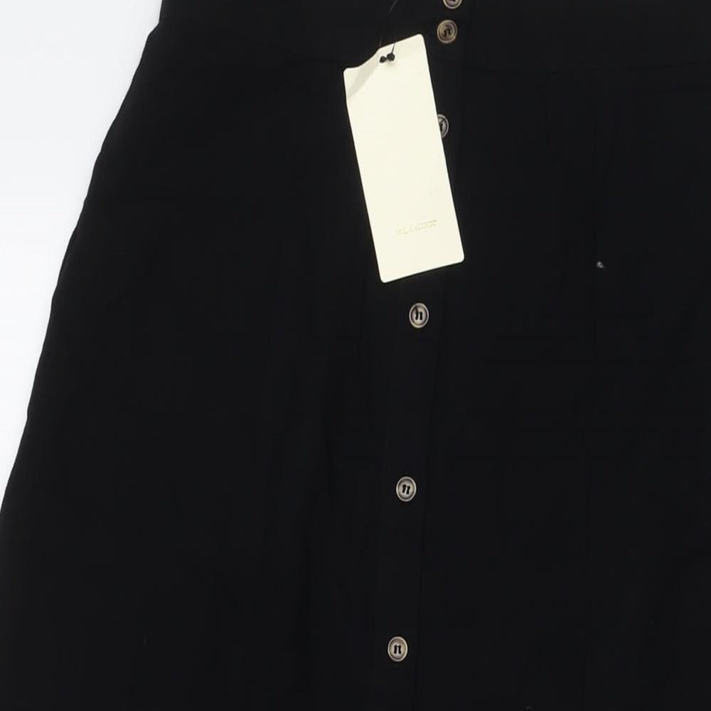 Vera & Lucy Womens Black Viscose A-Line Skirt Size S Button