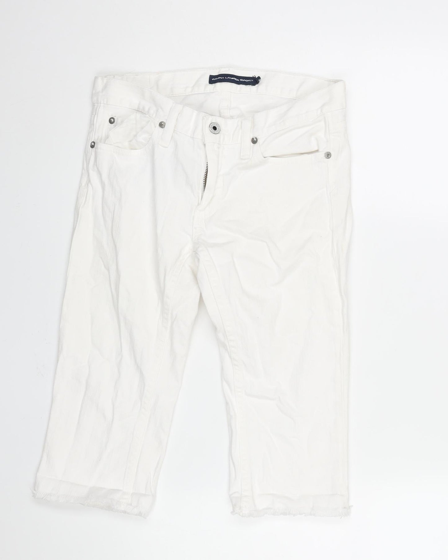 Ralph Lauren Sport Womens White Cotton Bermuda Shorts Size 26 in L14 in Regular Zip - Raw Hem