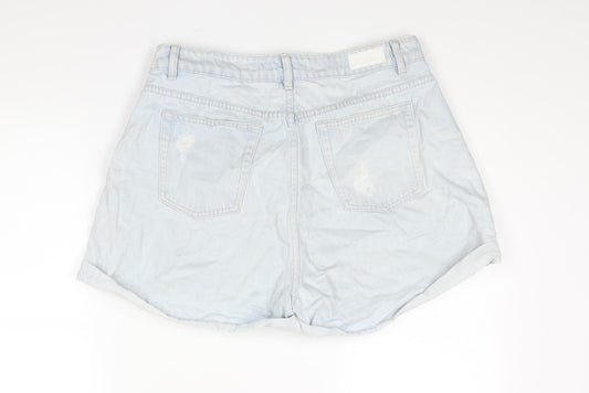 Aere Womens Blue Cotton Boyfriend Shorts Size 32 in Regular Zip - Distressed