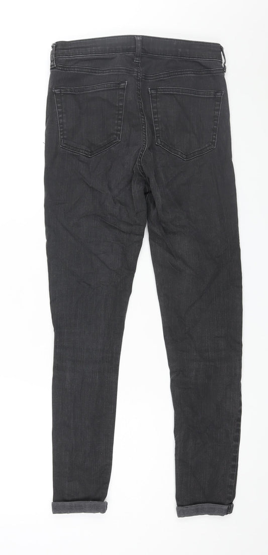 Topshop Womens Black Cotton Skinny Jeans Size 30 L34 in Regular Zip