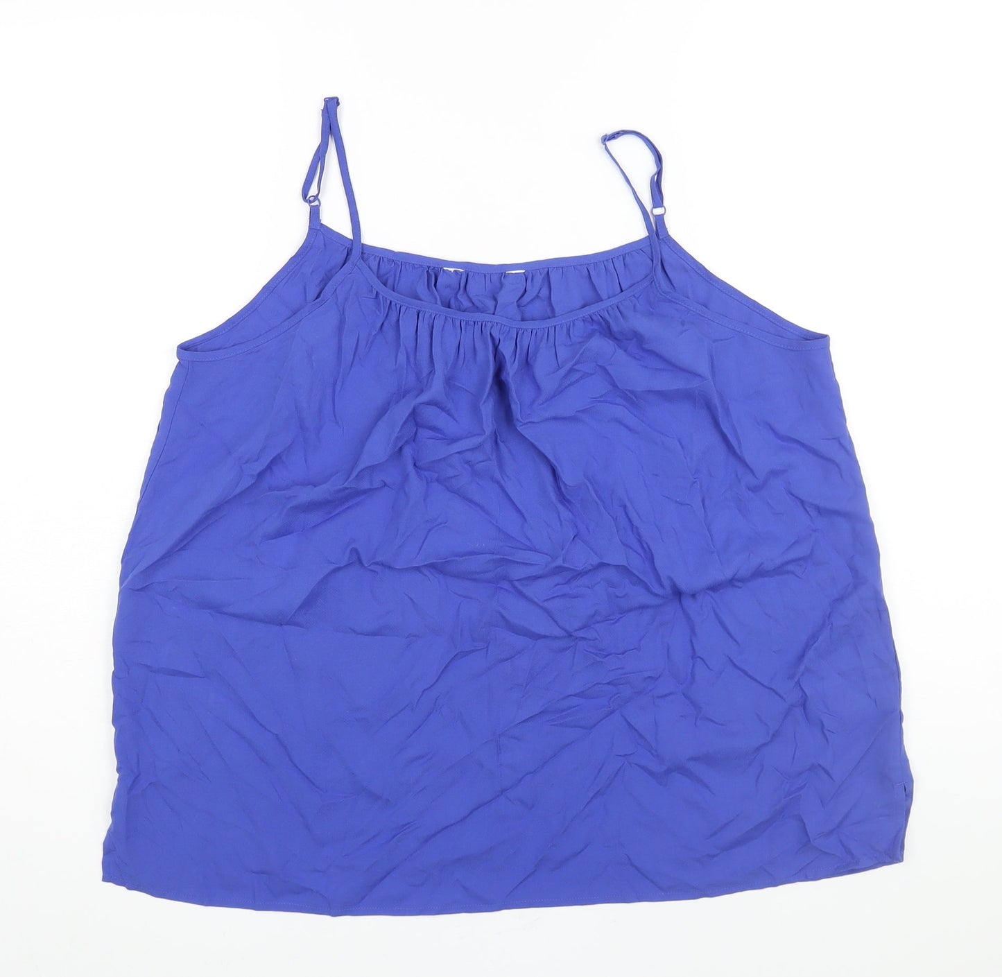 Marks and Spencer Womens Blue Viscose Basic Blouse Size 14 Scoop Neck