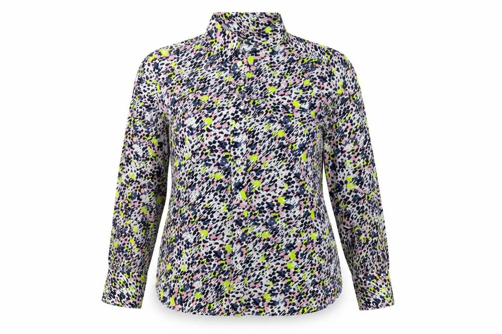 Marks and Spencer Womens Multicoloured Geometric Polyester Basic Button-Up Size 16 Collared