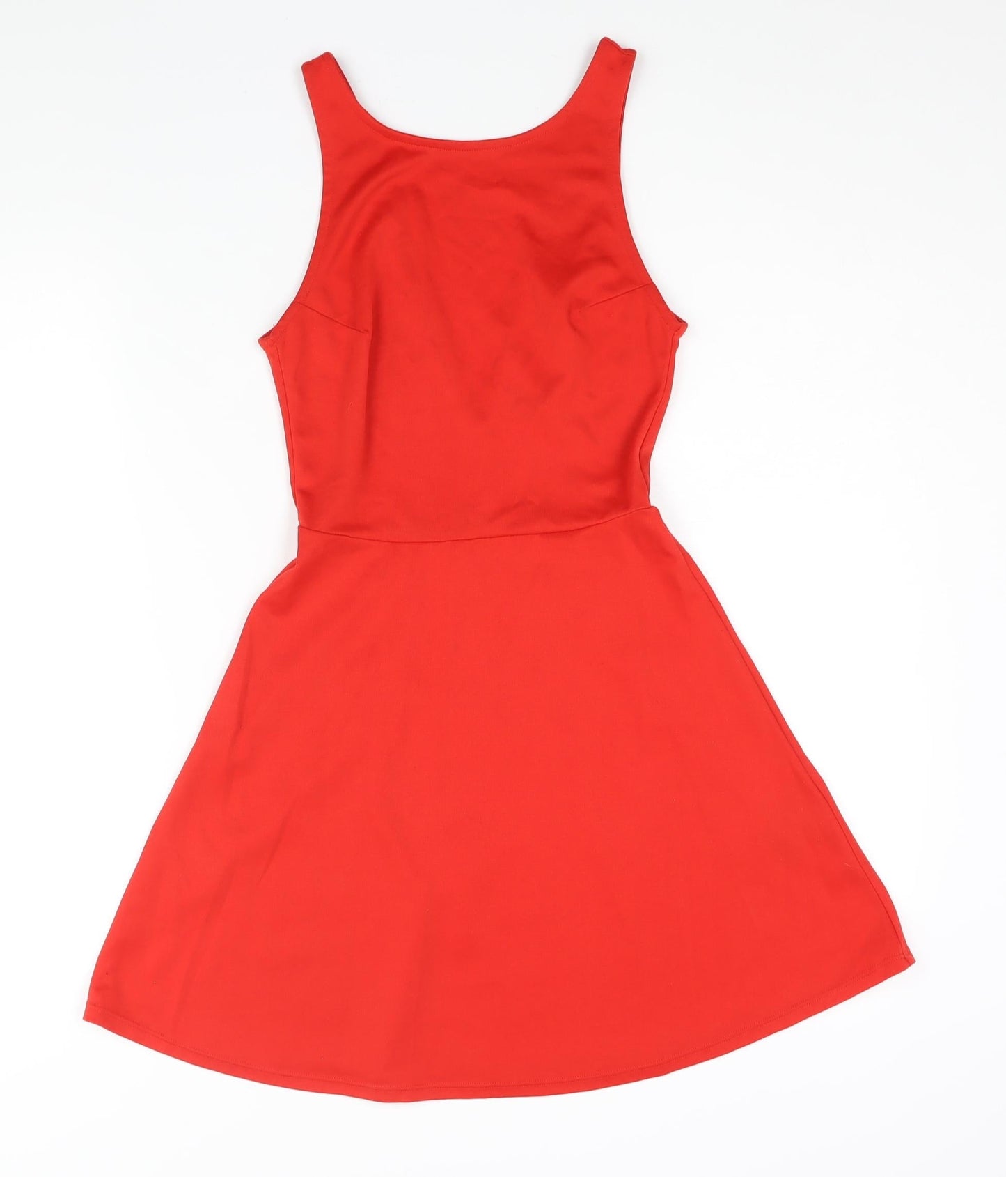 Divided by H&M Womens Red Polyester Skater Dress Size 6 Boat Neck Pullover