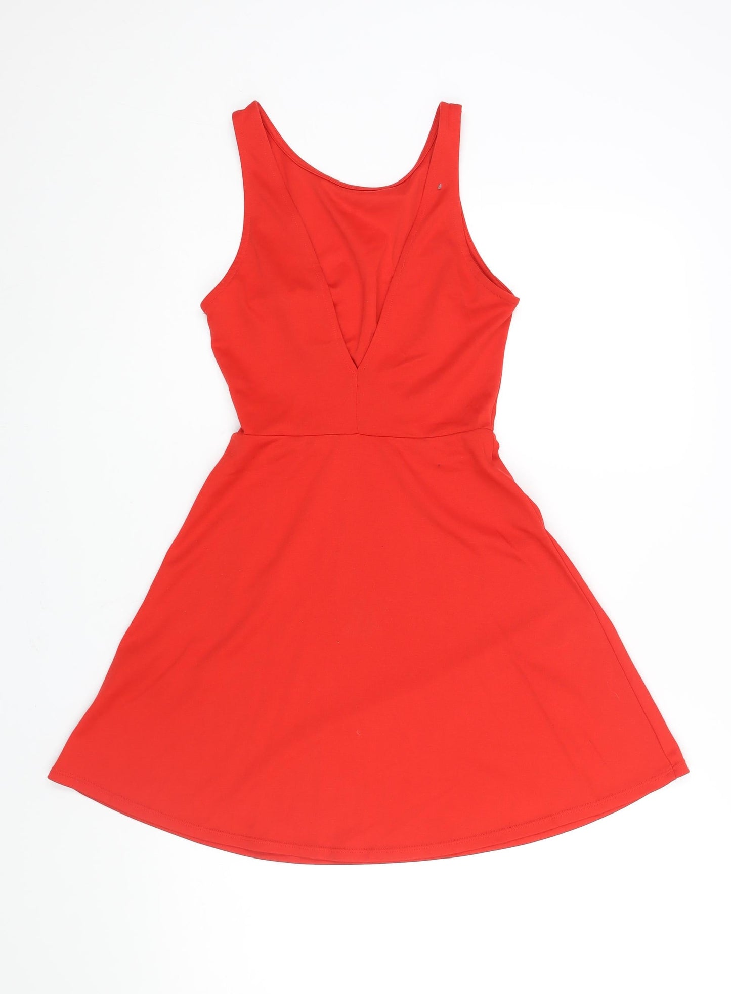 Divided by H&M Womens Red Polyester Skater Dress Size 6 Boat Neck Pullover