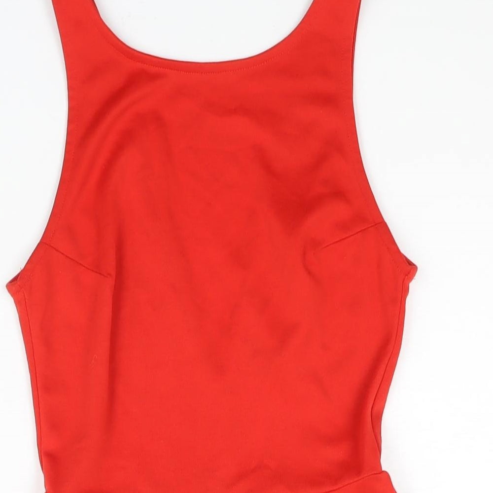 Divided by H&M Womens Red Polyester Skater Dress Size 6 Boat Neck Pullover