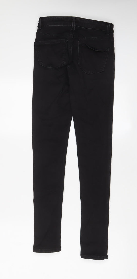 Warehouse Womens Black Cotton Skinny Jeans Size 8 L28 in Regular Zip