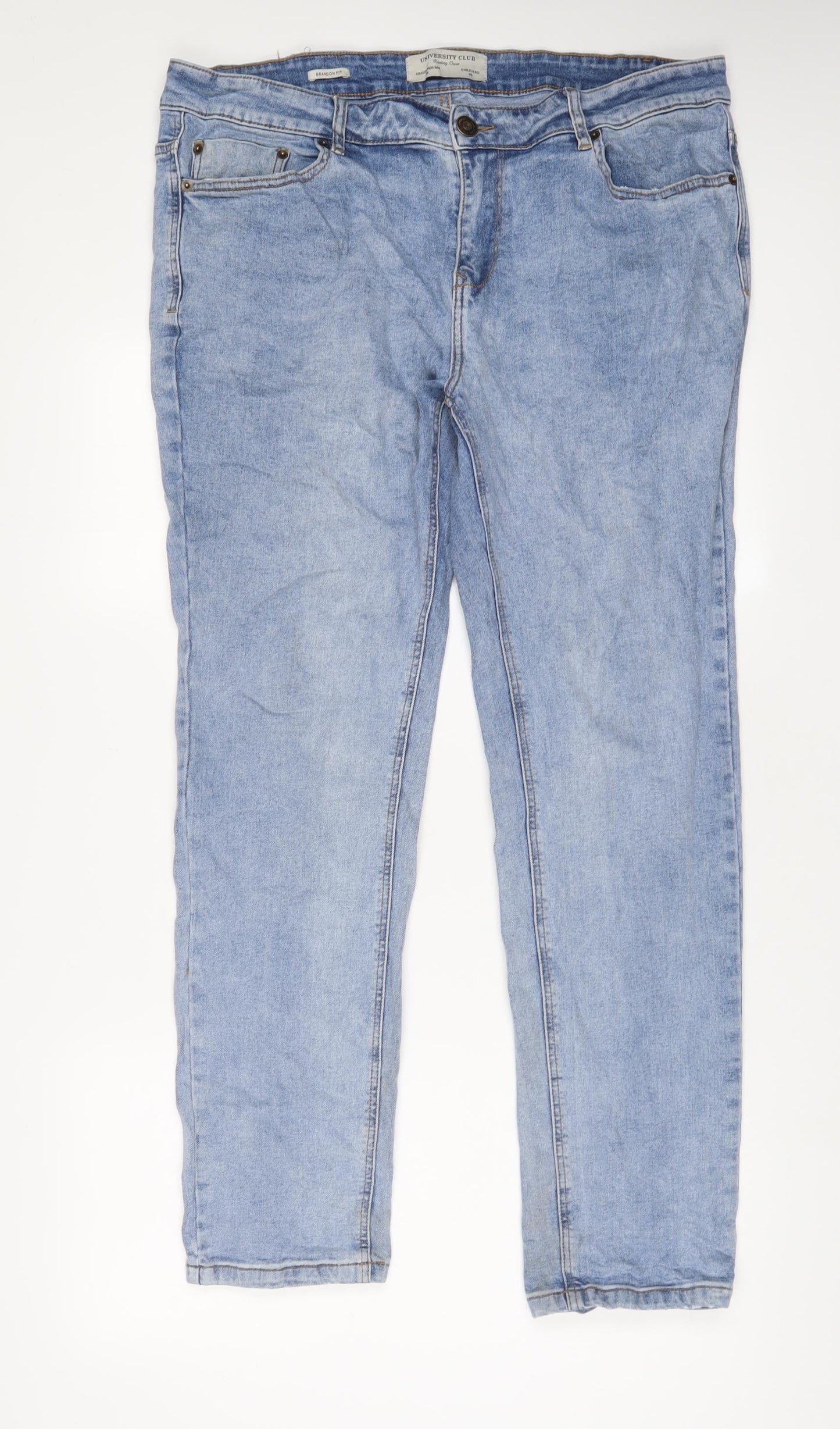 University Club Mens Blue Cotton Tapered Jeans Size 26 in L30 in Regular Zip