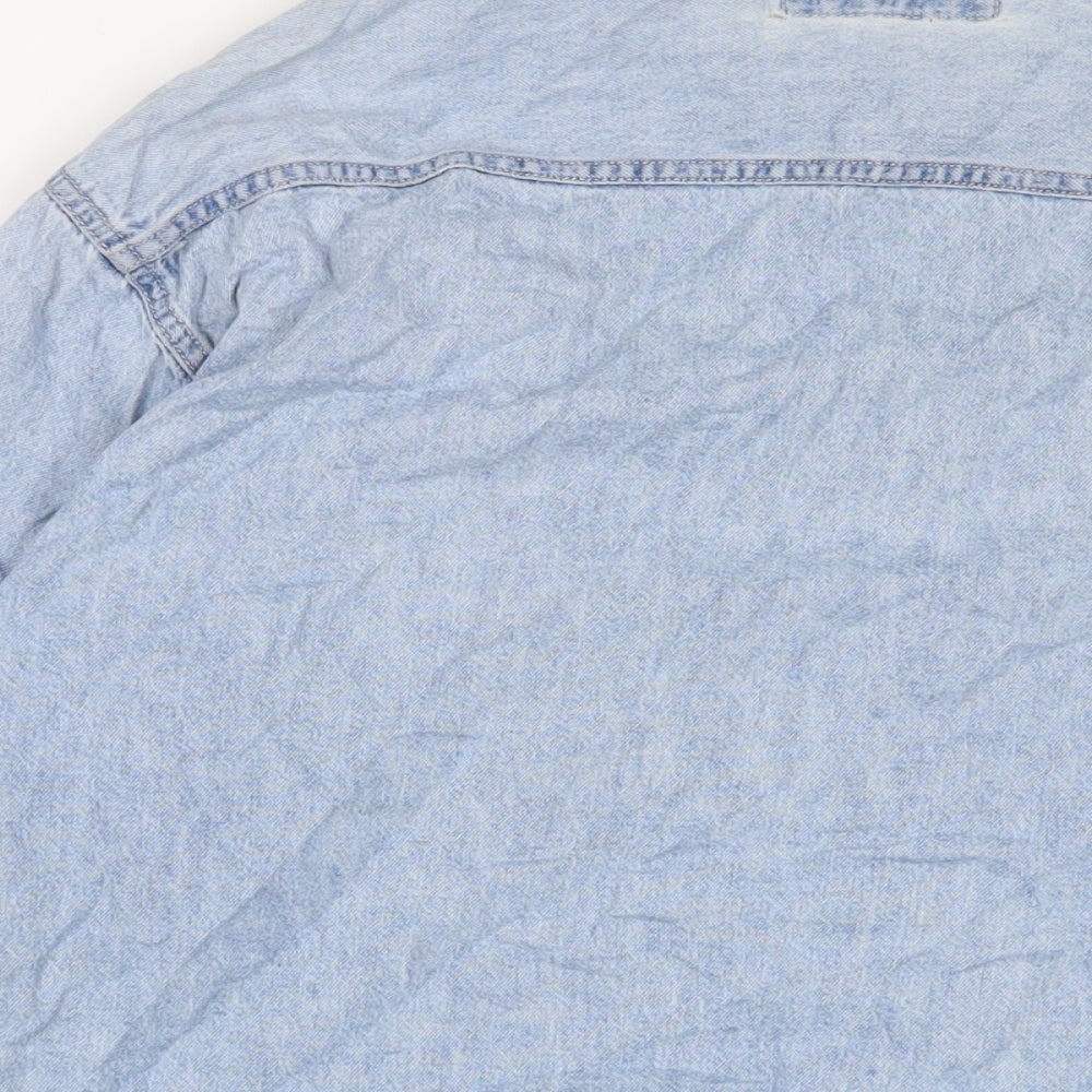 Levi's Womens Blue Cotton Basic Button-Up Size M Collared - Distressed