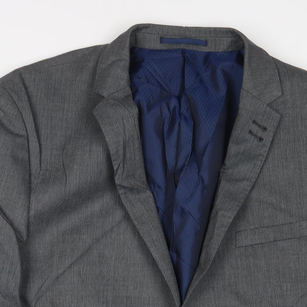 Fellini Mens Grey Polyester Jacket Suit Jacket Size 44 Regular