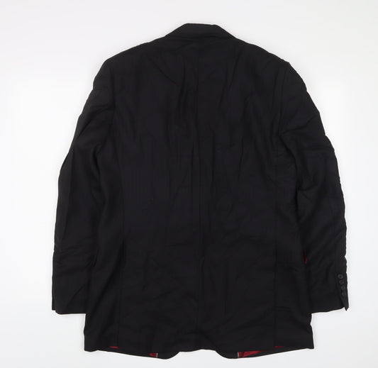Wallass Mens Black Wool Jacket Suit Jacket Size 40 Regular