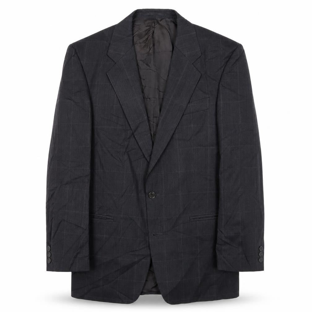 Marks and Spencer Mens Grey Plaid Polyester Jacket Suit Jacket Size 40 Regular