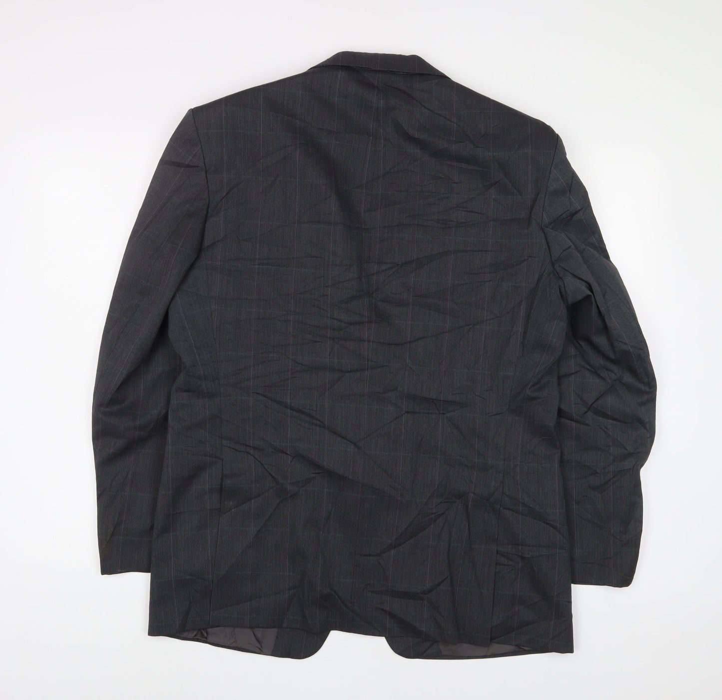 Marks and Spencer Mens Grey Plaid Polyester Jacket Suit Jacket Size 40 Regular