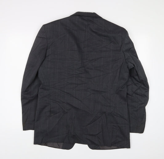 Marks and Spencer Mens Grey Plaid Polyester Jacket Suit Jacket Size 40 Regular