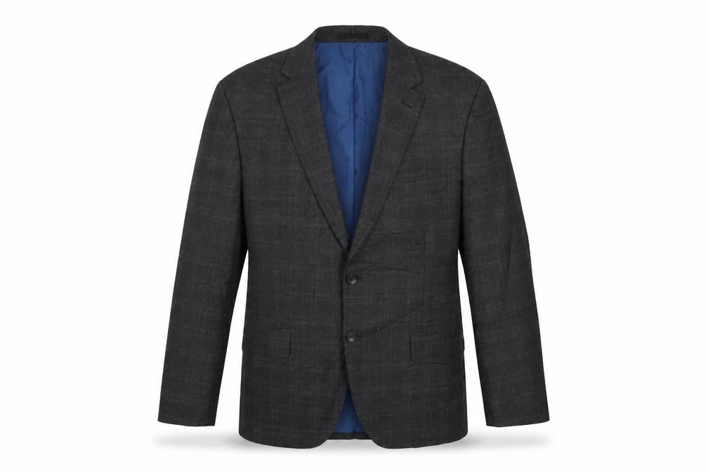 Marks and Spencer Mens Grey Plaid Polyester Jacket Suit Jacket Size 40 Regular