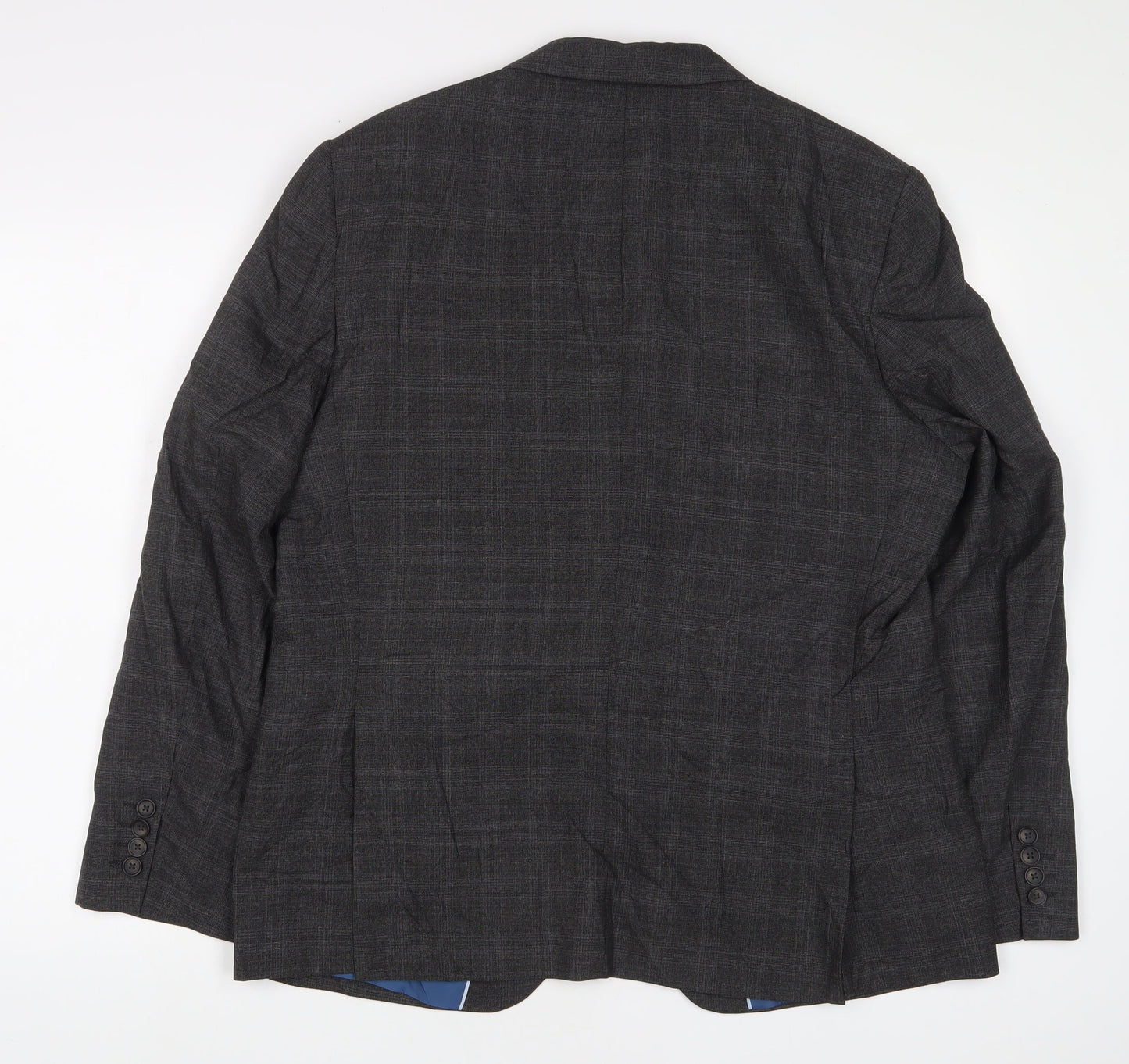 Marks and Spencer Mens Grey Plaid Polyester Jacket Suit Jacket Size 40 Regular