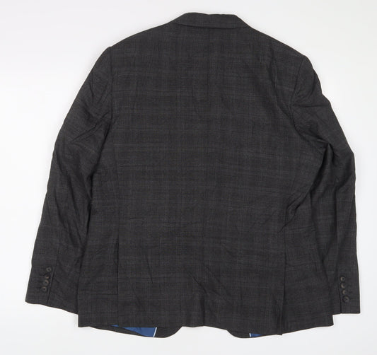 Marks and Spencer Mens Grey Plaid Polyester Jacket Suit Jacket Size 40 Regular