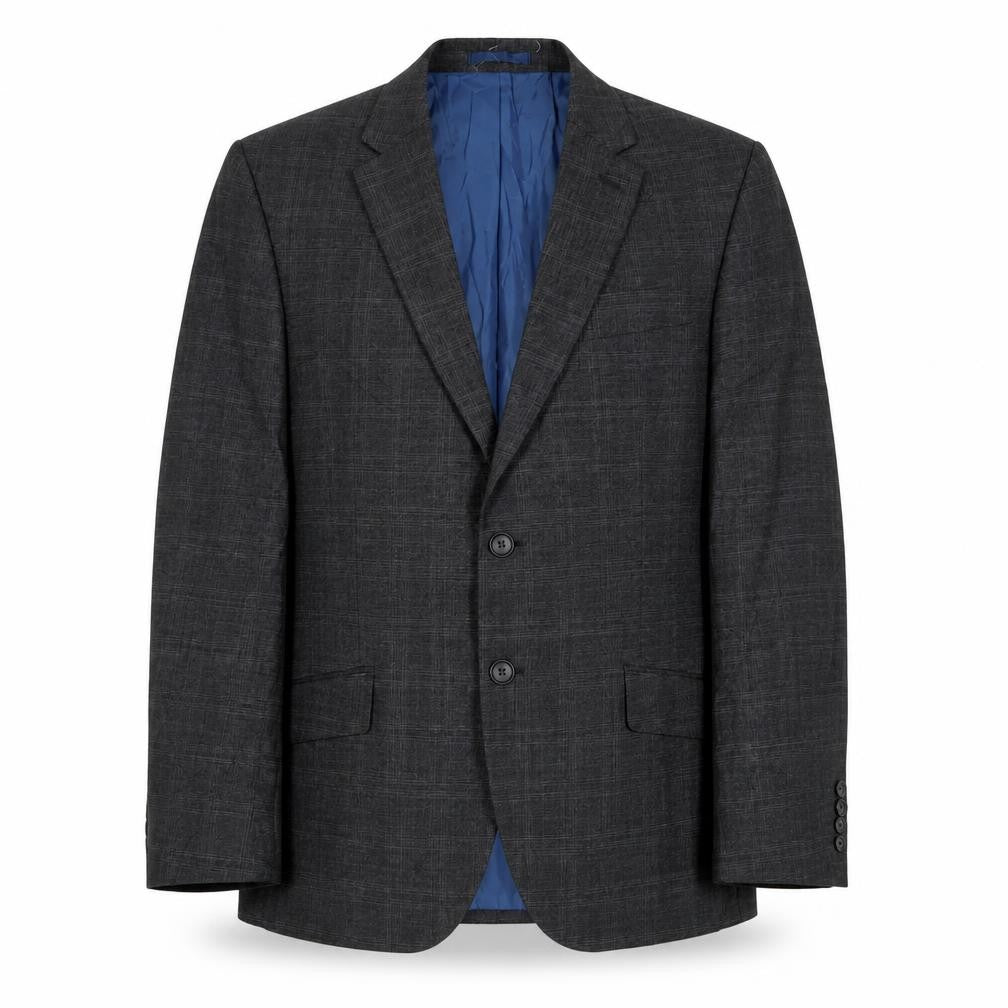 Marks and Spencer Mens Grey Plaid Polyester Jacket Suit Jacket Size 40 Regular