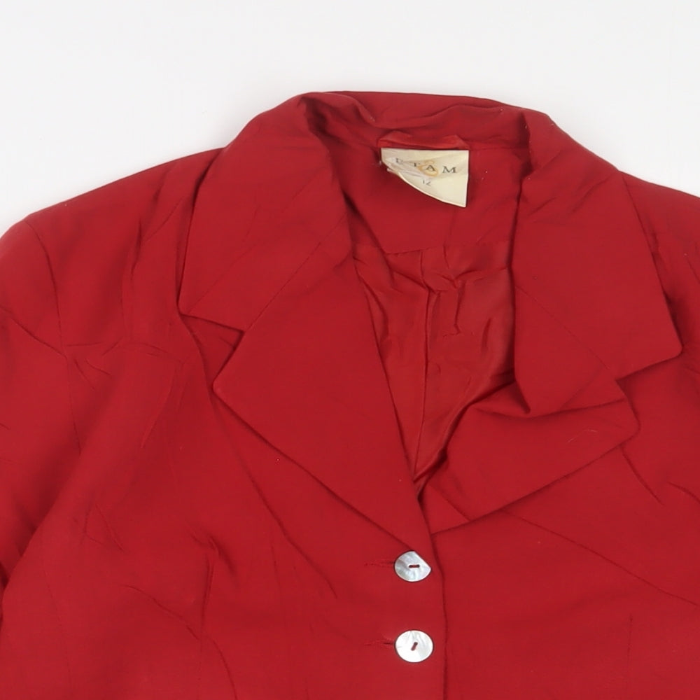 Etam Womens Red Jacket Blazer Size 12 Button