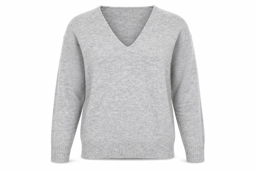 Very Womens Grey V-Neck Acrylic Pullover Jumper Size 10