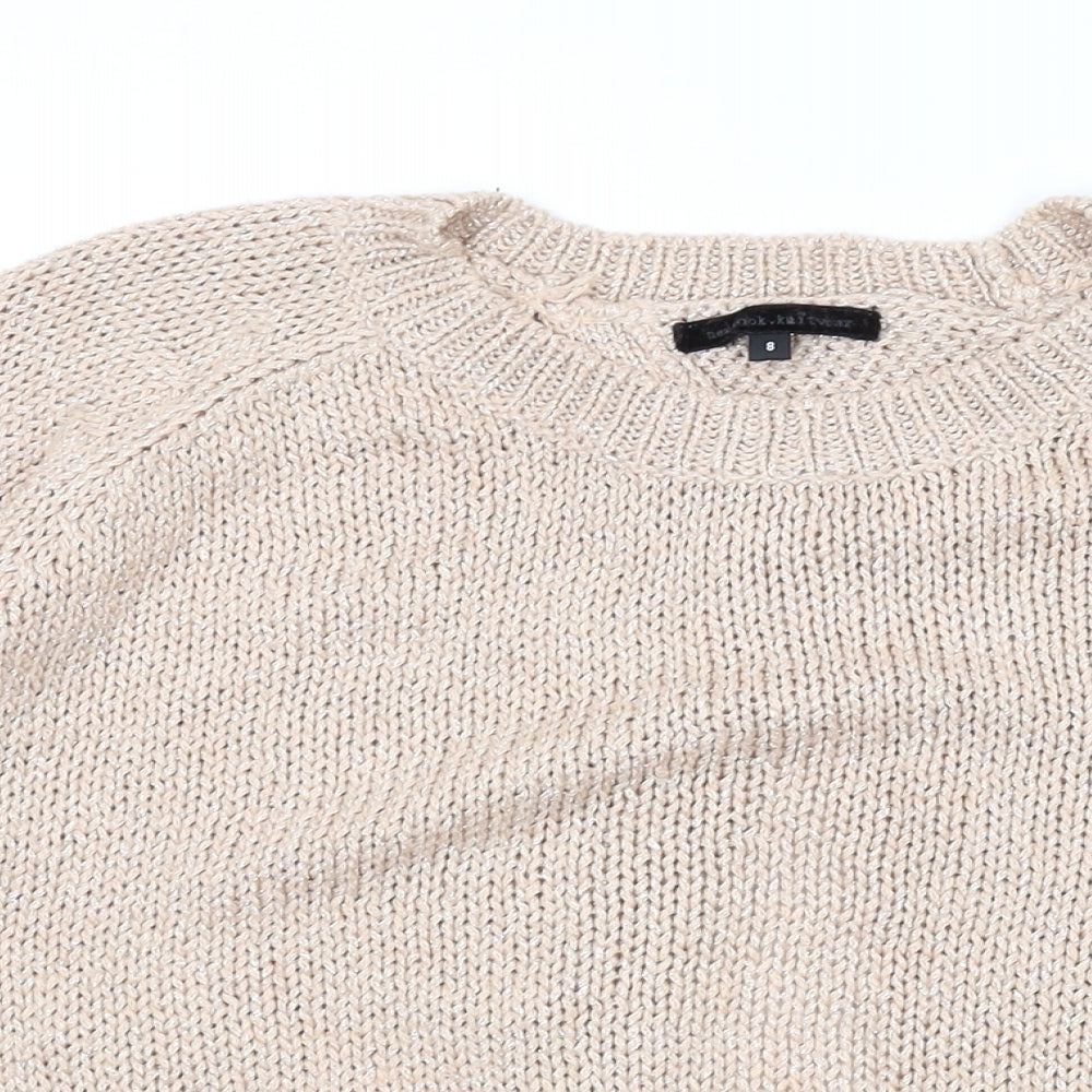 New Look Womens Pink Round Neck Acrylic Pullover Jumper Size 8