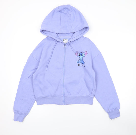 Disney Womens Purple Polyester Full Zip Hoodie Size XS Zip - Stitch