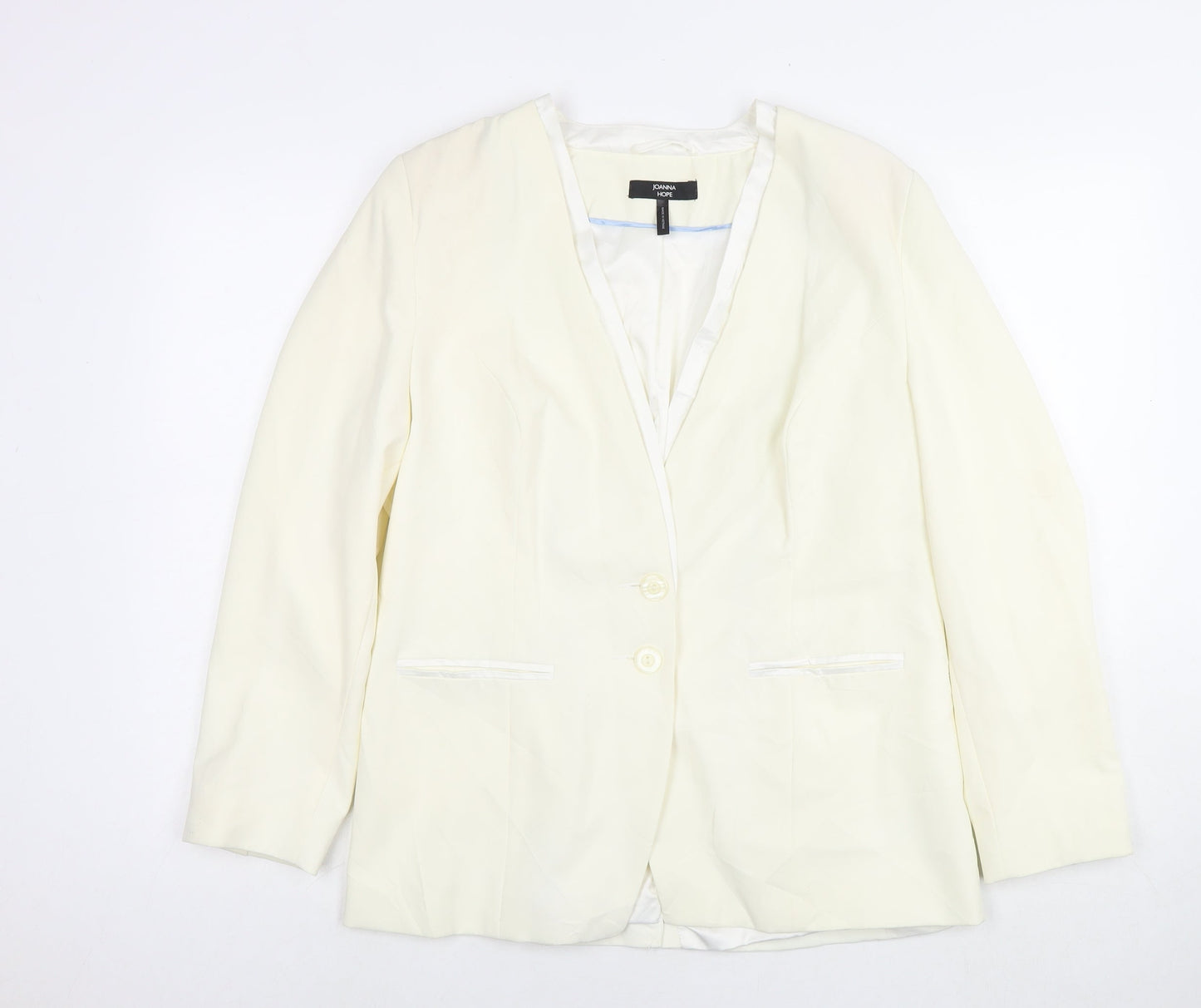 Joanna Hope Womens White Polyester Jacket Blazer Size 16