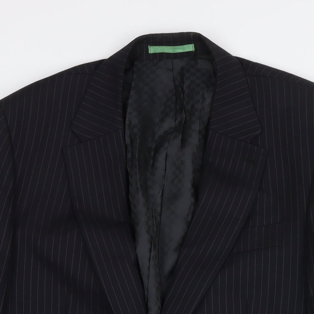 NEXT Mens Black Striped Wool Jacket Blazer Size 40 Regular